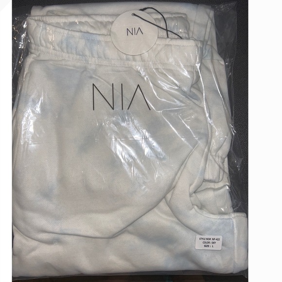 NIA The Brand Perfect Tie Dye Sweatpants Sky Blue Cloud Wash Joggers Womens Sz L - Picture 4 of 4